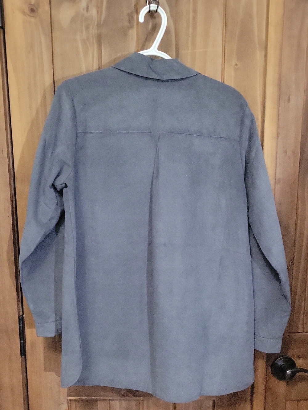 Button-Front Long Sleeve Shirt Jacket in Gray - Picture 5 of 7